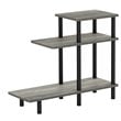 Furinno TURN-N-TUBE Engineered Wood 3-Tier Sofa Side Table in Oak Gray/Black