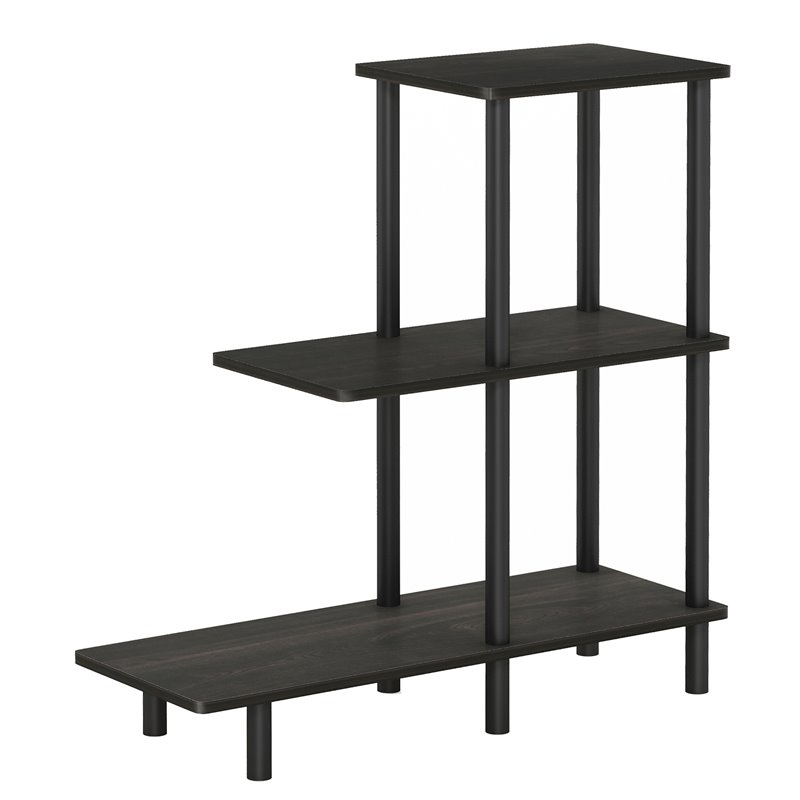 Furinno TURN-N-TUBE Engineered Wood 3-Tier Sofa Side Table Tall in Espresso