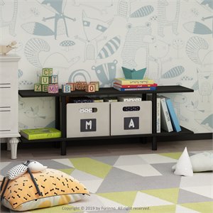 Furinno TURN-N-TUBE Engineered Wood 2-Tier Wide Shelf in Espresso/Black