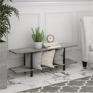 Furinno TURN-N-TUBE Engineered Wood 2-Tier Wide Shelf in French Oak Gray/Black