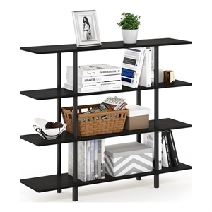 Furinno TURN-N-TUBE Engineered Wood 4-Tier Wide Display Shelf in Espresso/Black