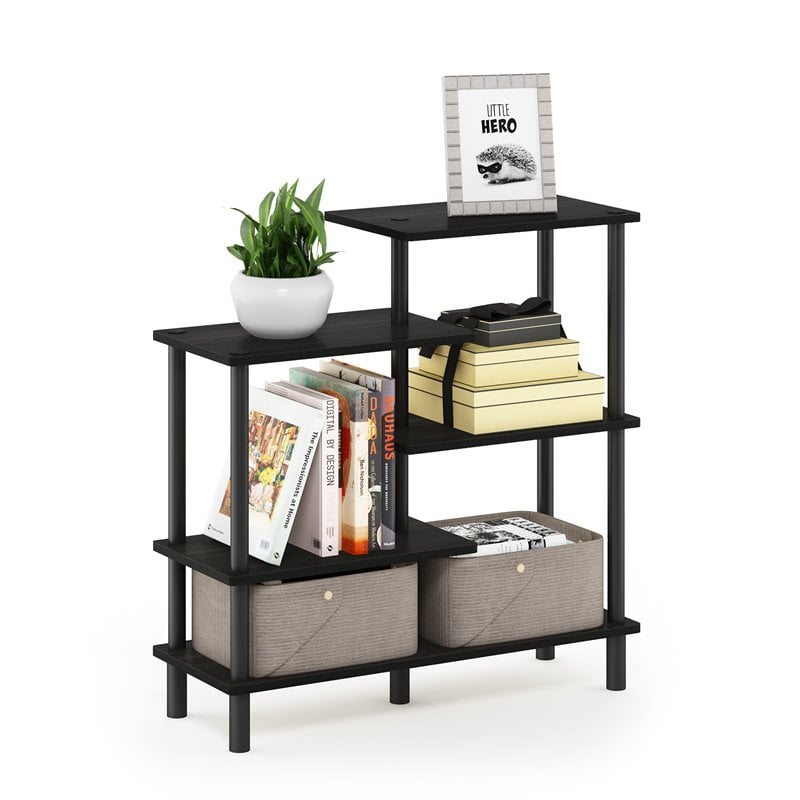Furinno TURN-N-TUBE Engineered Wood 5-Tier Accent Display Rack in Espresso/Black