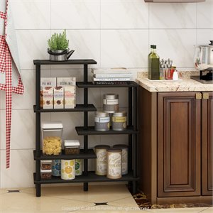 Furinno TURN-N-TUBE Engineered Wood 6-Tier Accent Display Rack in Espresso/Black