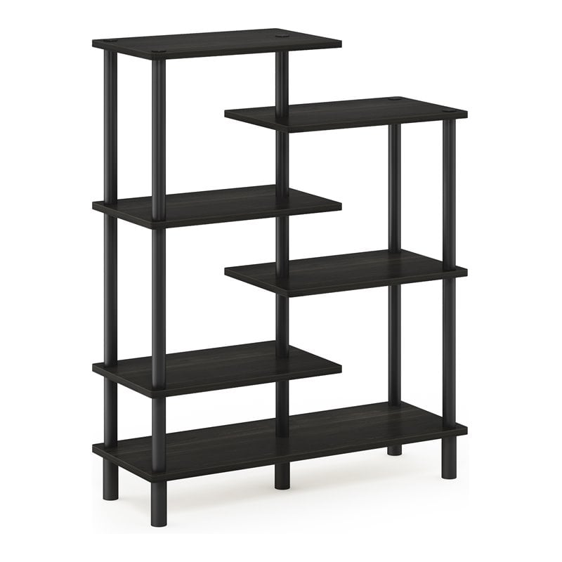 Furinno TURN-N-TUBE Engineered Wood 6-Tier Accent Display Rack in Espresso/Black