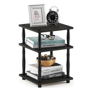 Furinno TURN-N-TUBE Wood 3-Tier Shelf with CLASSIC Tubes in Espresso/Black