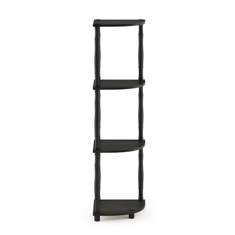 Furinno TURN-N-TUBE Wood 4-Tier Corner Display Rack in Espresso/Black