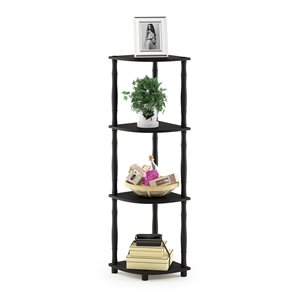 Furinno TURN-N-TUBE Wood 4-Tier Corner Display Rack in Espresso/Black
