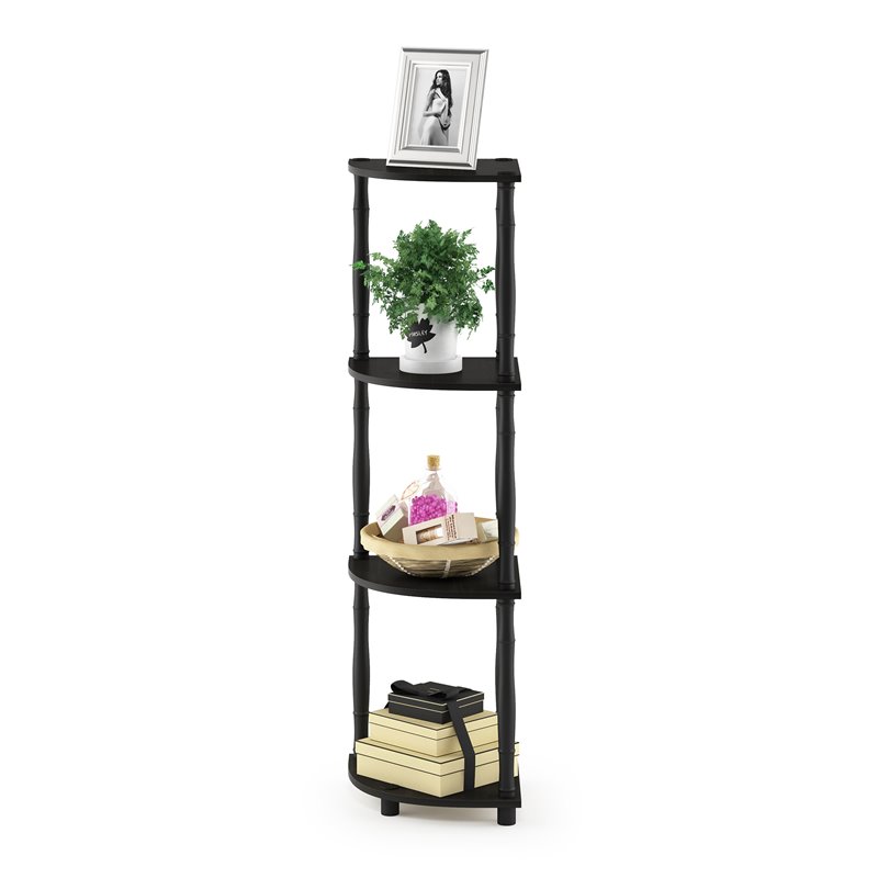 Furinno TURN-N-TUBE Wood 4-Tier Corner Display Rack in Espresso/Black