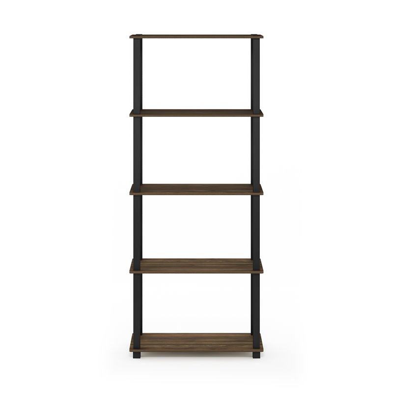 Furinno TURN-S-TUBE Engineered Wood 5-Tier Shelf Display Rack in Columbia Walnut