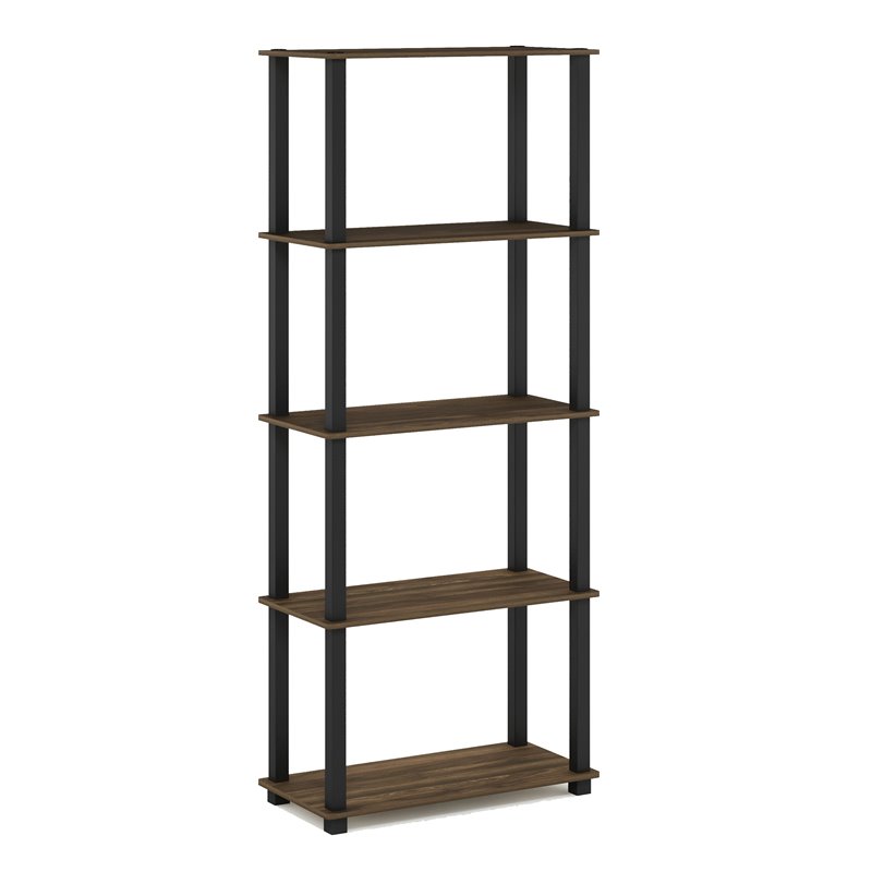 Furinno TURN-S-TUBE Engineered Wood 5-Tier Shelf Display Rack in Columbia Walnut