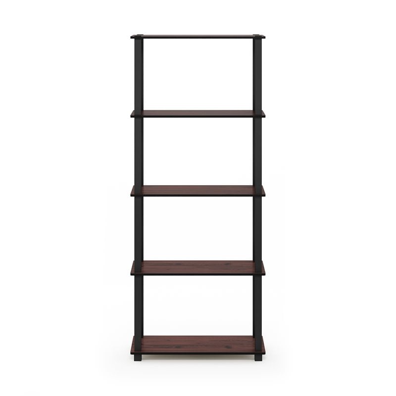 Furinno TURN-S-TUBE Engineered Wood 5-Tier Shelf Display Rack in Cherry/Black