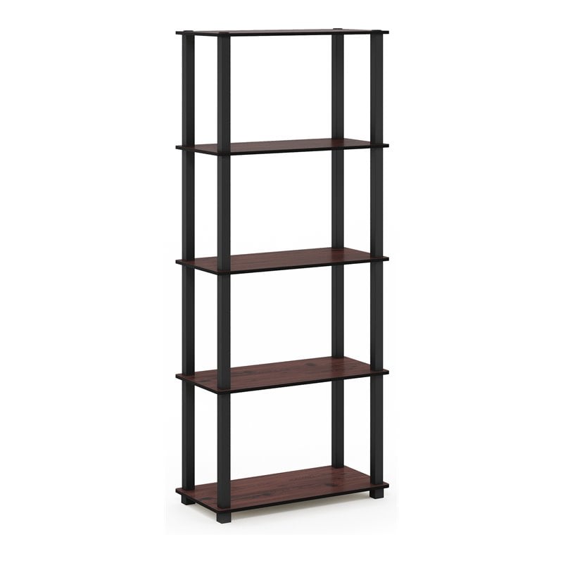 Furinno TURN-S-TUBE Engineered Wood 5-Tier Shelf Display Rack in Cherry/Black