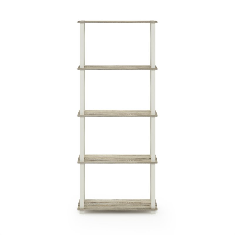 Furinno TURN-S-TUBE Engineered Wood 5-Tier Shelf Display Rack in Sonoma Oak