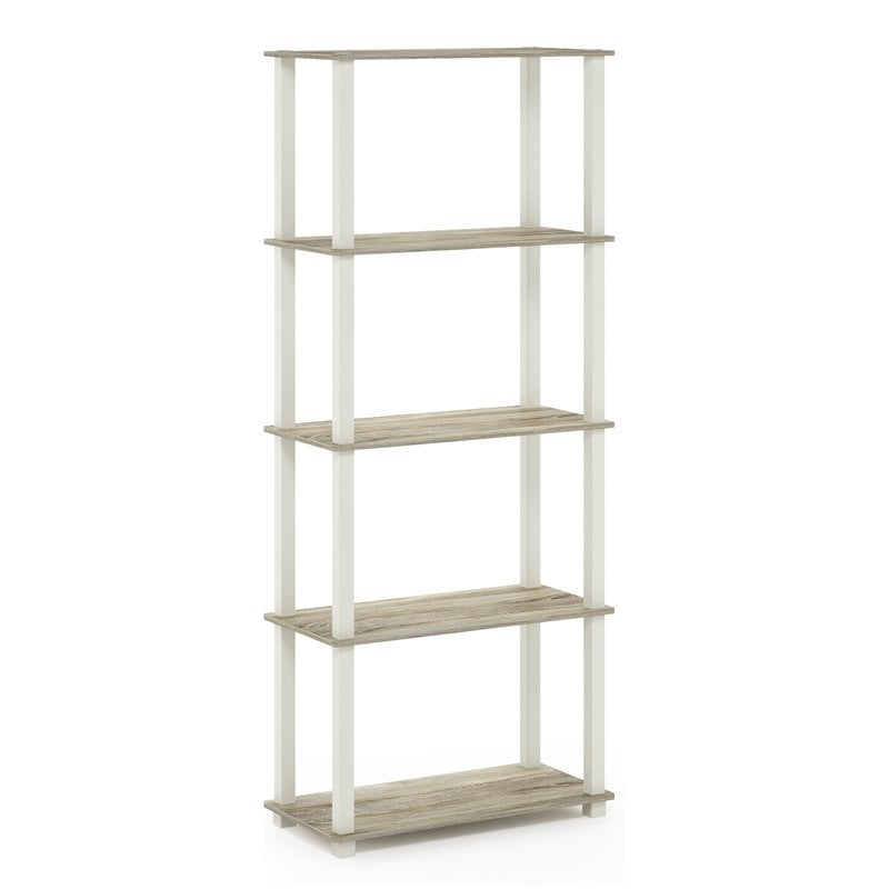 Furinno TURN-S-TUBE Engineered Wood 5-Tier Shelf Display Rack in Sonoma Oak