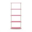 Furinno TURN-S-TUBE Engineered Wood 5-Tier Shelf Display Rack in Pink/White