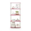 Furinno TURN-S-TUBE Engineered Wood 5-Tier Shelf Display Rack in Pink/White