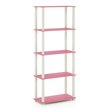 Furinno TURN-S-TUBE Engineered Wood 5-Tier Shelf Display Rack in Pink/White