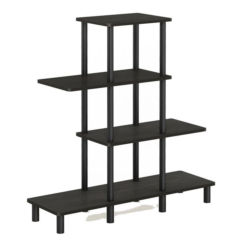 Furinno TURN-N-TUBE Engineered Wood 4-Tier Design Display Rack in Espresso/Black