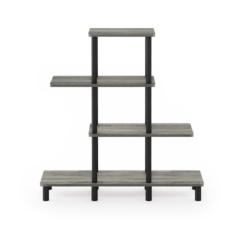Furinno TURN-N-TUBE Engineered Wood 4-Tier Design Display Rack in Oak Gray