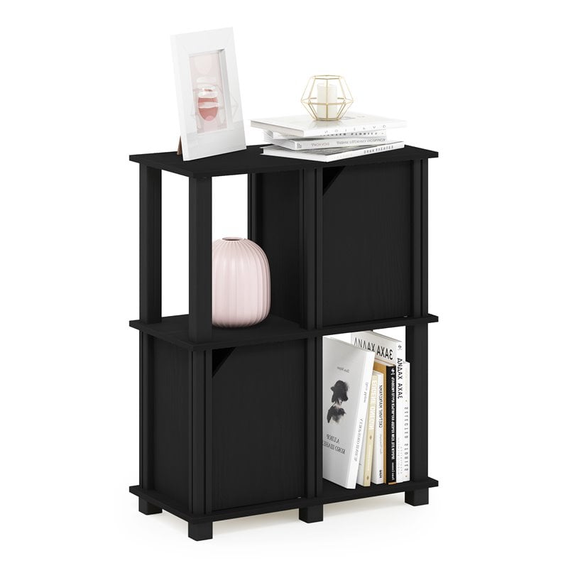 Furinno BRAHMS Engineered Wood 3-Tier Storage Shelf with 2 Doors in Black Oak