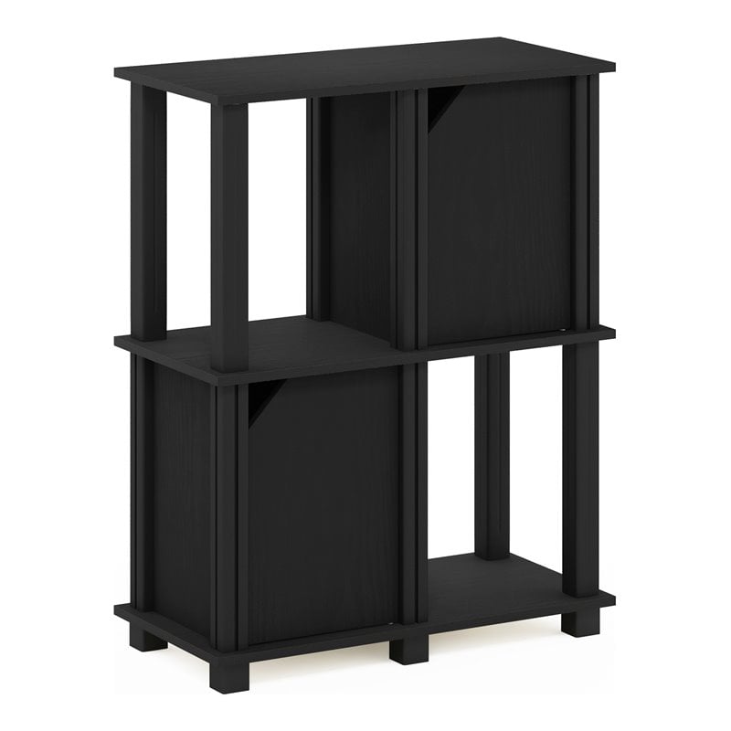 Furinno BRAHMS Engineered Wood 3-Tier Storage Shelf with 2 Doors in Black Oak