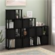 Furinno BRAHMS Engineered Wood 4-Tier Storage Shelf with 3 Doors in Black Oak