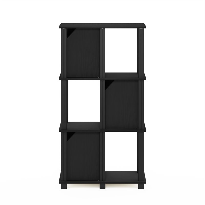 Furinno BRAHMS Engineered Wood 4-Tier Storage Shelf with 3 Doors in Black Oak
