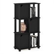 Furinno BRAHMS Engineered Wood 4-Tier Storage Shelf with 3 Doors in Black Oak