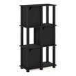 Furinno BRAHMS Engineered Wood 4-Tier Storage Shelf with 3 Doors in Black Oak