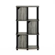 Furinno BRAHMS Engineered Wood 4-Tier Storage Shelf with 3 Doors in Oak Gray