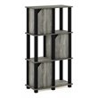 Furinno BRAHMS Engineered Wood 4-Tier Storage Shelf with 3 Doors in Oak Gray