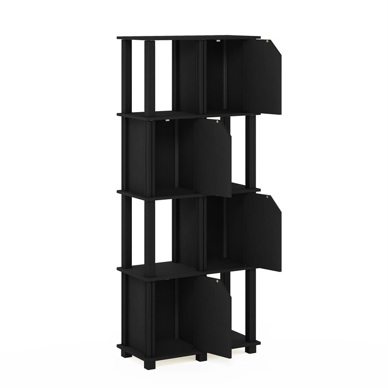 Furinno BRAHMS Engineered Wood 5-Tier Storage Shelf with 4 Doors in Black Oak
