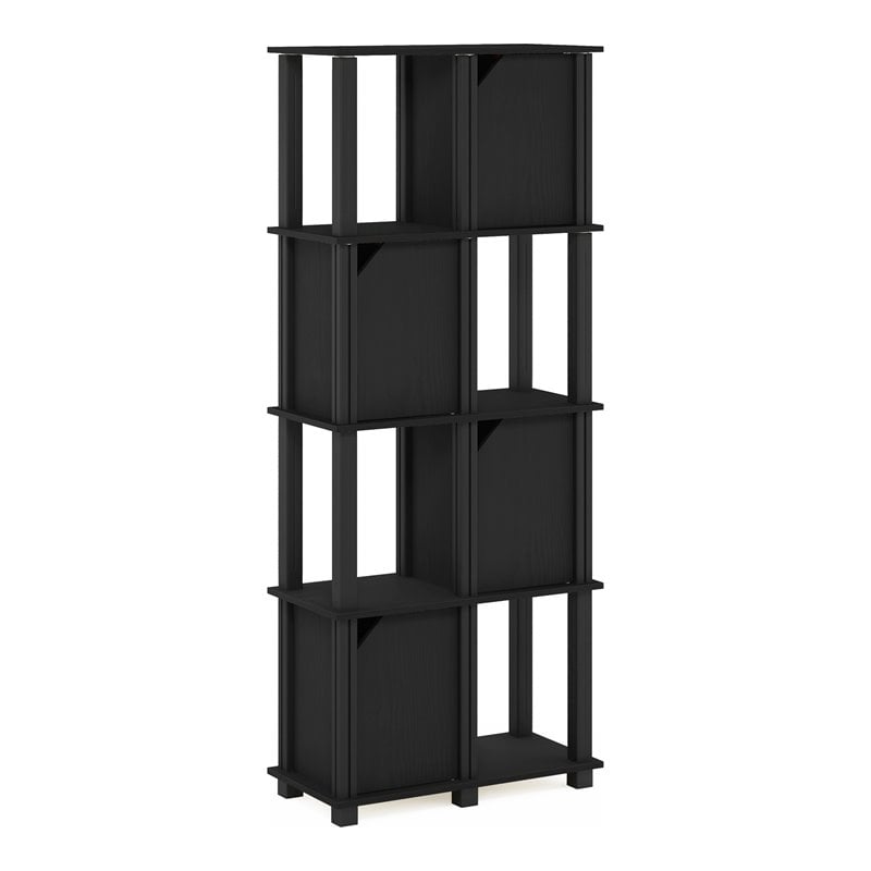 Furinno BRAHMS Engineered Wood 5-Tier Storage Shelf with 4 Doors in Black Oak