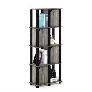 Furinno BRAHMS Engineered Wood 5-Tier Storage Shelf with 4 Doors in Oak Gray