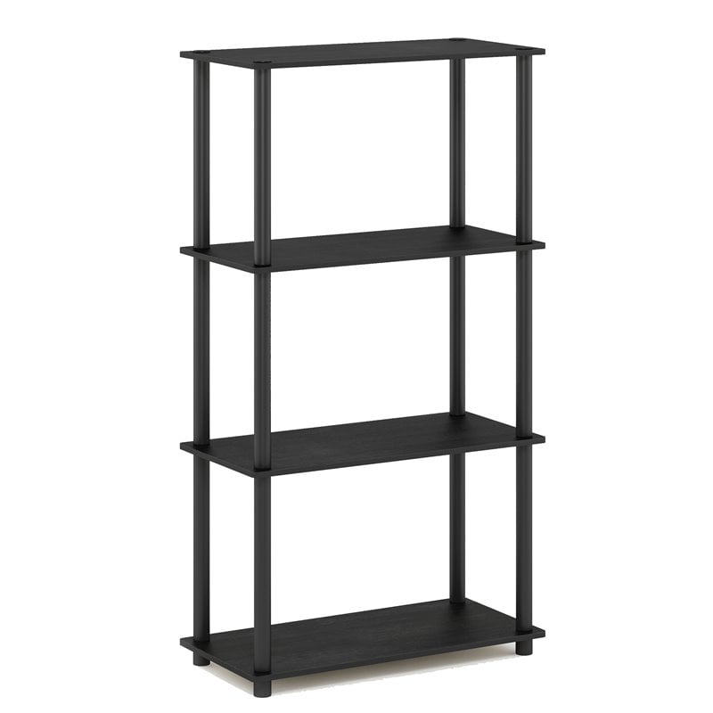 Furinno TURN-N-TUBE Engineered Wood 4-Tier Shelf Display Rack in Americano/Black