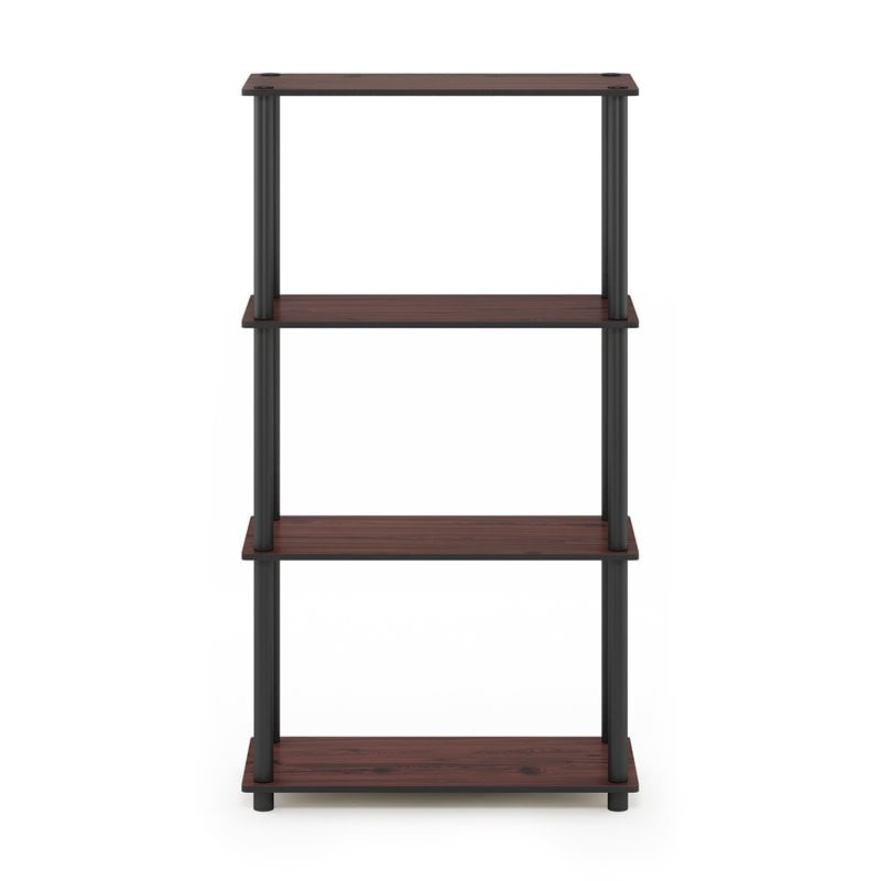 Furinno TURN-N-TUBE Engineered Wood 4-Tier Shelf Display Rack in Cherry/Black