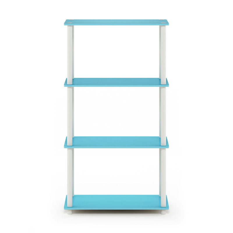 Furinno TURN-N-TUBE Engineered Wood 4-Tier Shelf Display Rack in Light Blue
