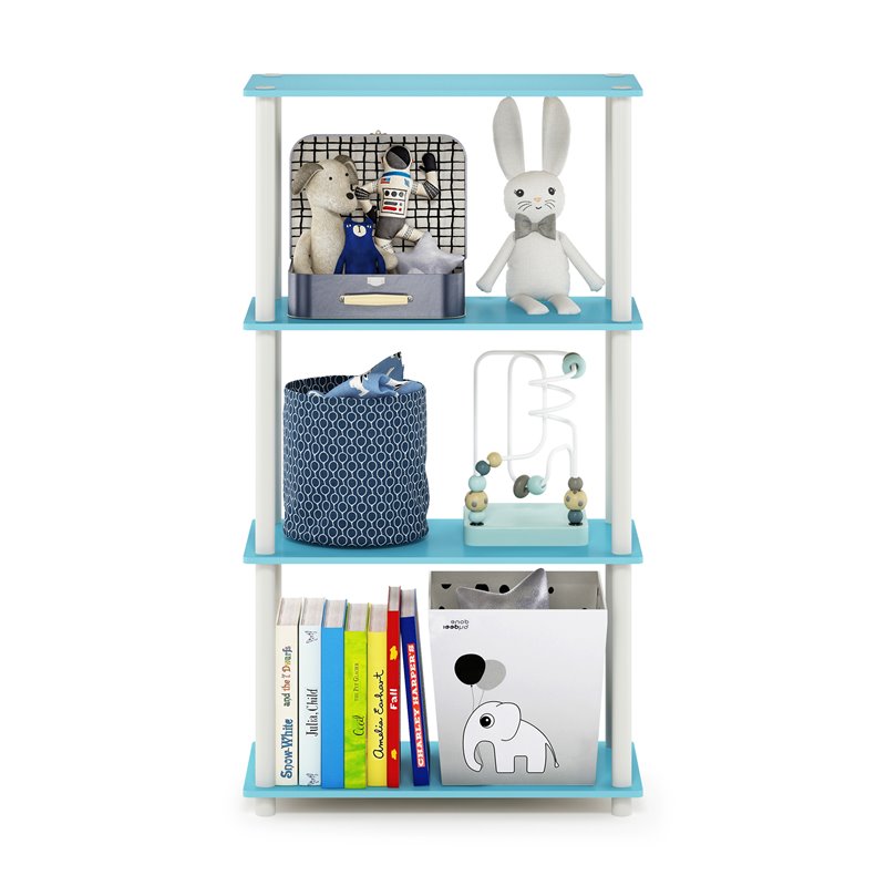 Furinno TURN-N-TUBE Engineered Wood 4-Tier Shelf Display Rack in Light Blue