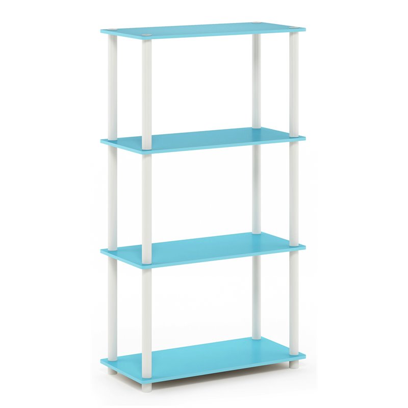 Furinno TURN-N-TUBE Engineered Wood 4-Tier Shelf Display Rack in Light Blue
