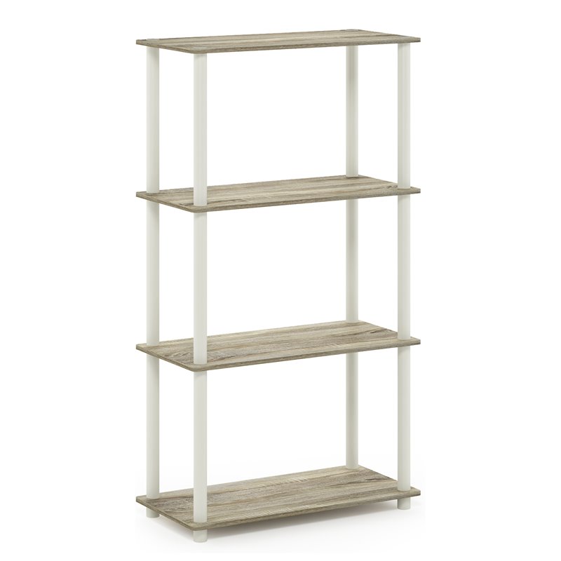 Furinno TURN-N-TUBE Engineered Wood 4-Tier Shelf Display Rack in Sonoma Oak