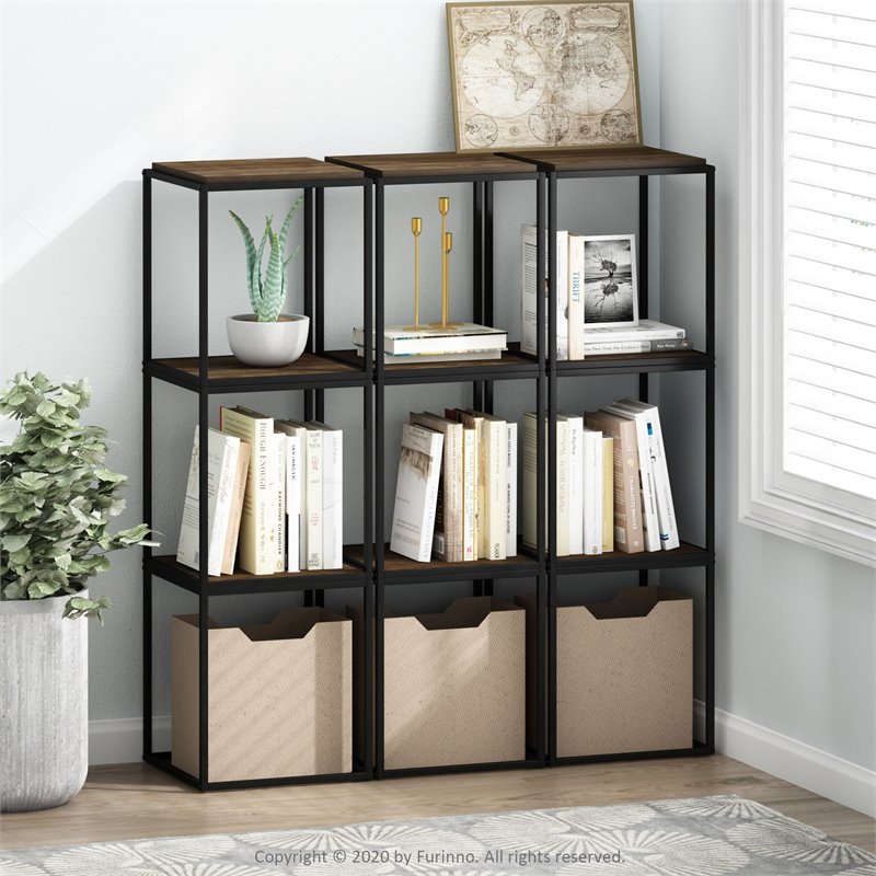 Furinno MORETTI Engineered Wood 1-Tier Stackable Shelf in Columbia Walnut