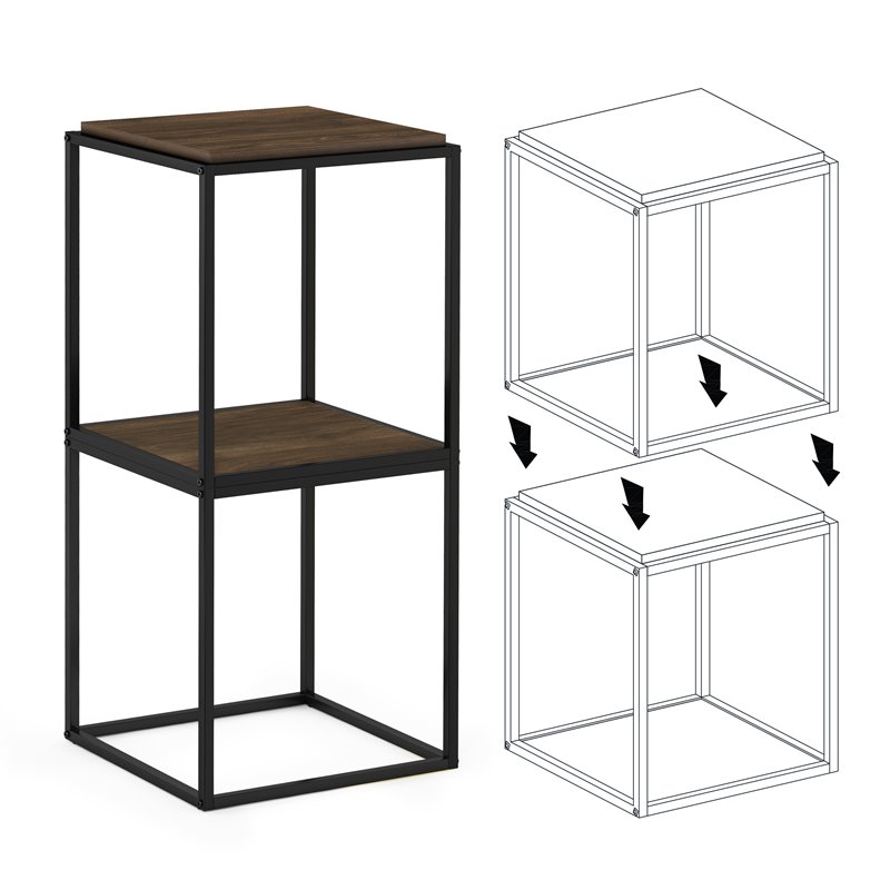 Furinno MORETTI Engineered Wood 1-Tier Stackable Shelf in Columbia Walnut