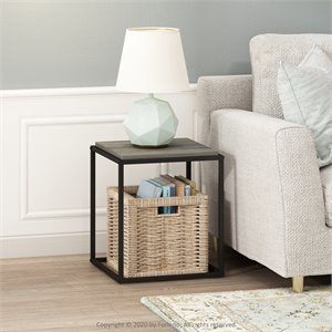 Furinno MORETTI Engineered Wood 1-Tier Stackable Shelf in French Oak Gray