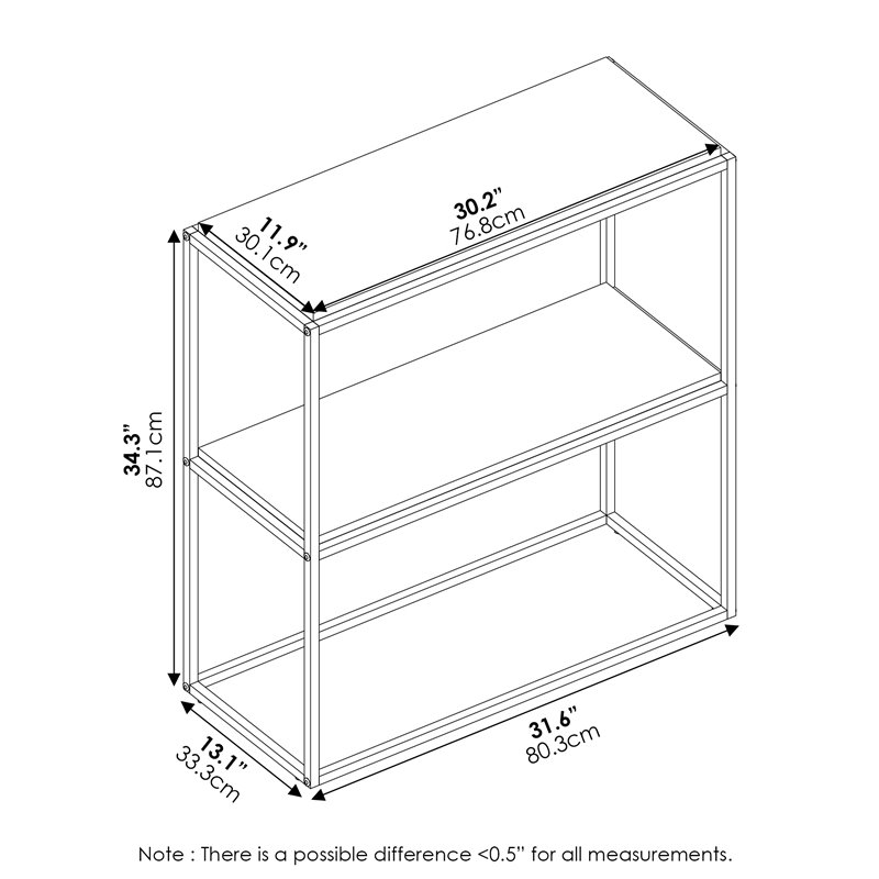 Furinno MORETTI Engineered Wood 2-Tier Wide Stackable Shelf in French Oak Gray