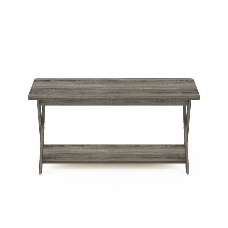 Furinno Engineered Wood SIMPLISTIC Criss-Crossed Coffee Table in French Oak Gray