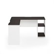 Furinno INDO Engineered Wood L-Shaped Desk with Bookshelves in Espresso/White