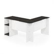 Furinno INDO Engineered Wood L-Shaped Desk with Bookshelves in Espresso/White