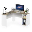 Furinno INDO Engineered Wood L-Shaped Desk with Bookshelves in Sonoma Oak/White