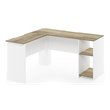 Furinno INDO Engineered Wood L-Shaped Desk with Bookshelves in Sonoma Oak/White