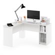 Furinno INDO Engineered Wood L-Shaped Desk with Bookshelves in White